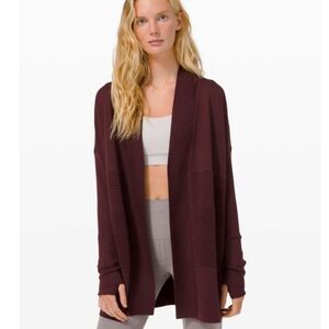 Lululemon Wool Sit In Lotus Wrap Burgundy Cardigan Size 10